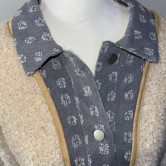 Women's Mystree Wool Blend Denim Trim Sweater with Pockets Size M - Picture 2 of 7